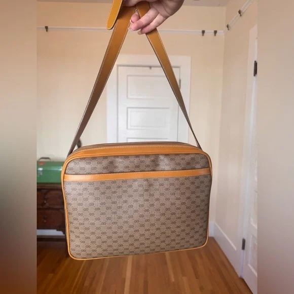 80s Vintage Gucci African Mignon Brown Micro GG Crossbody Bag - Picture 2 of 16